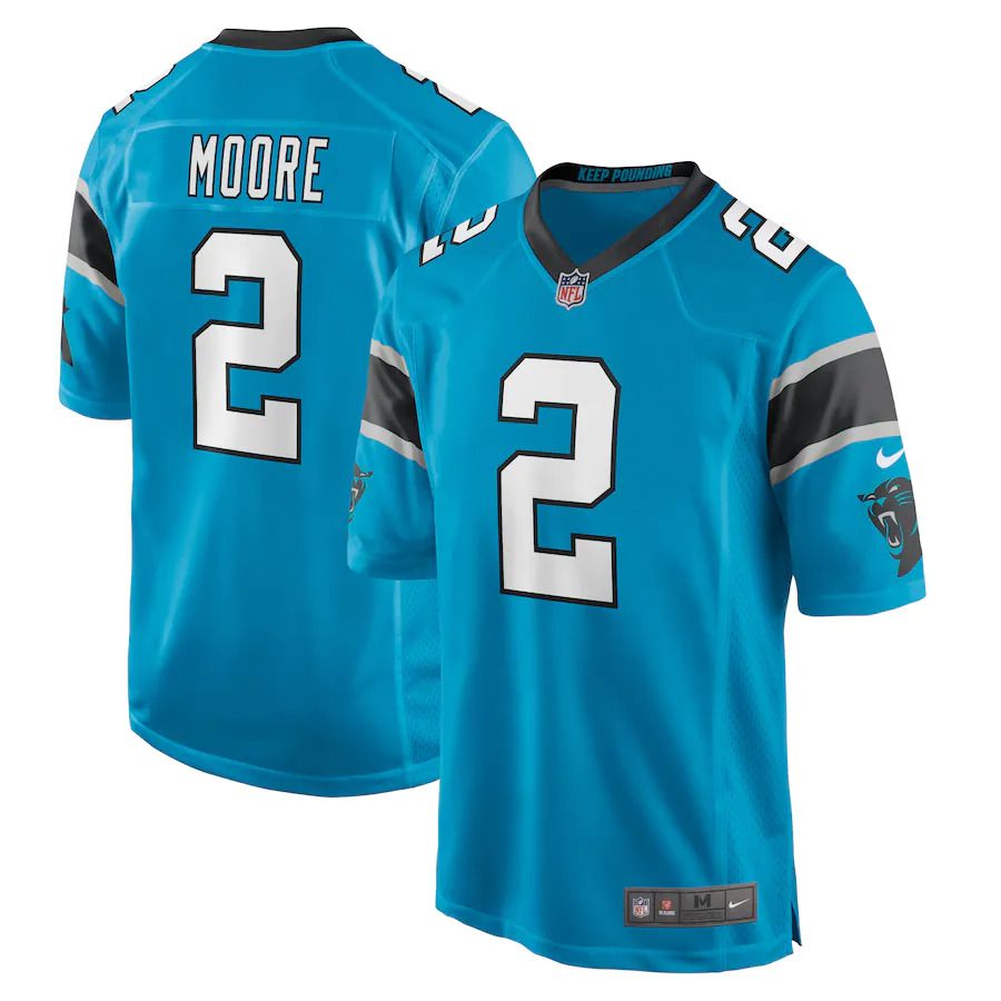 Men Carolina Panthers 2 D.J. Moore Nike Blue Game NFL Jersey